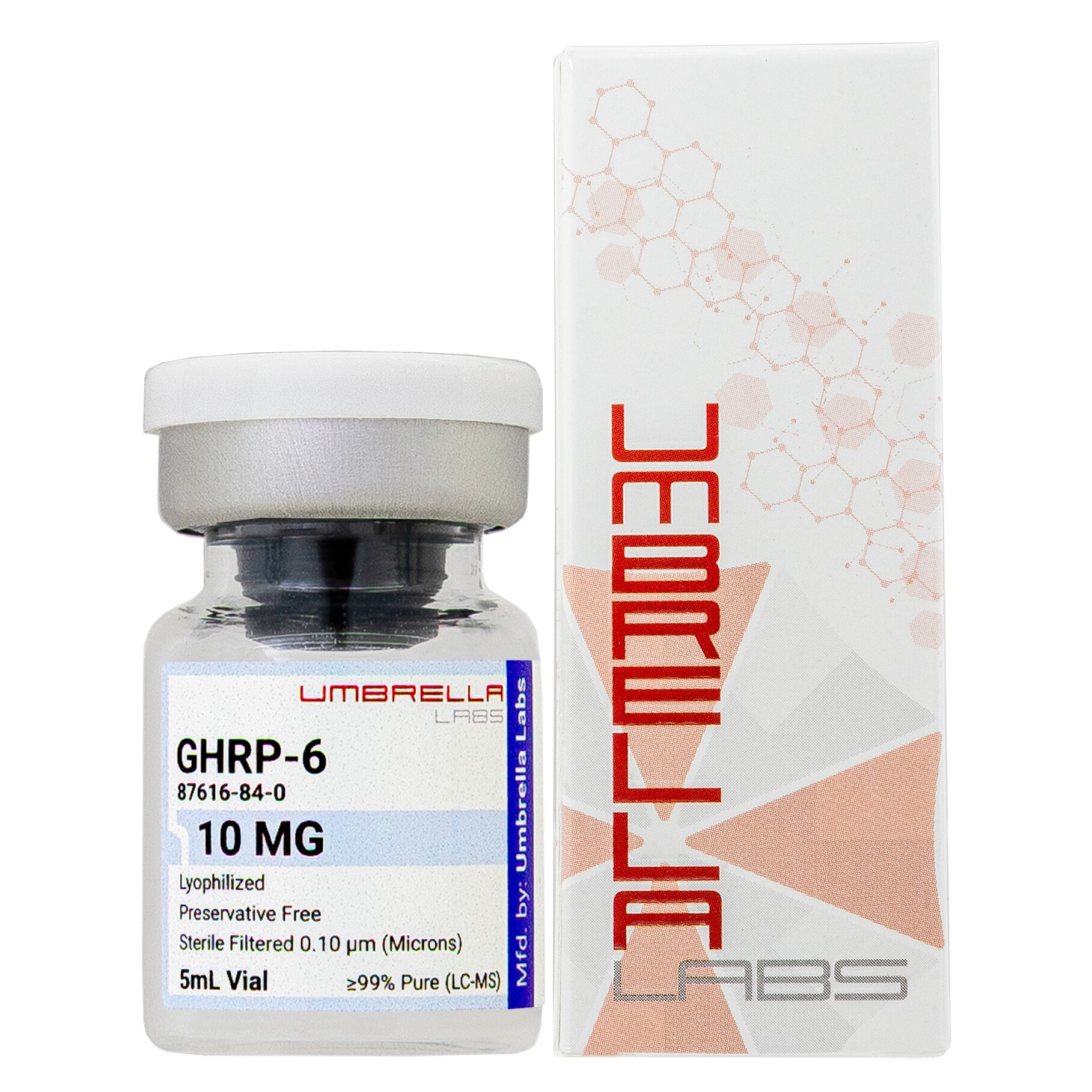 GHRP-6 PEPTIDE (GROWTH HORMONE RELEASING PEPTIDE 6) 5MG/10MG VIAL –  UMBRELLA Labs