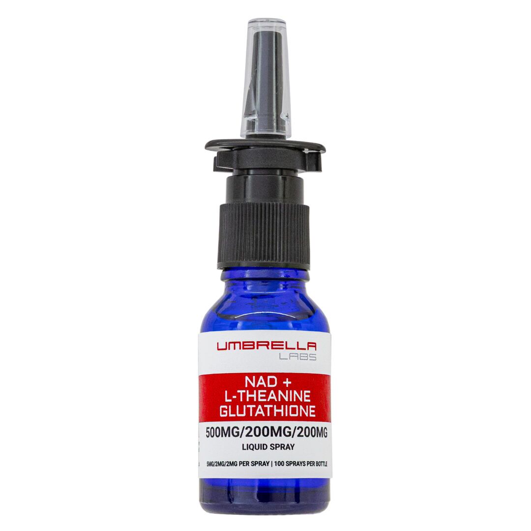 L-THEANINE, NAD +, GLUTATHIONE LIQUID SPRAY BOTTLE  UMBRELLA Labs