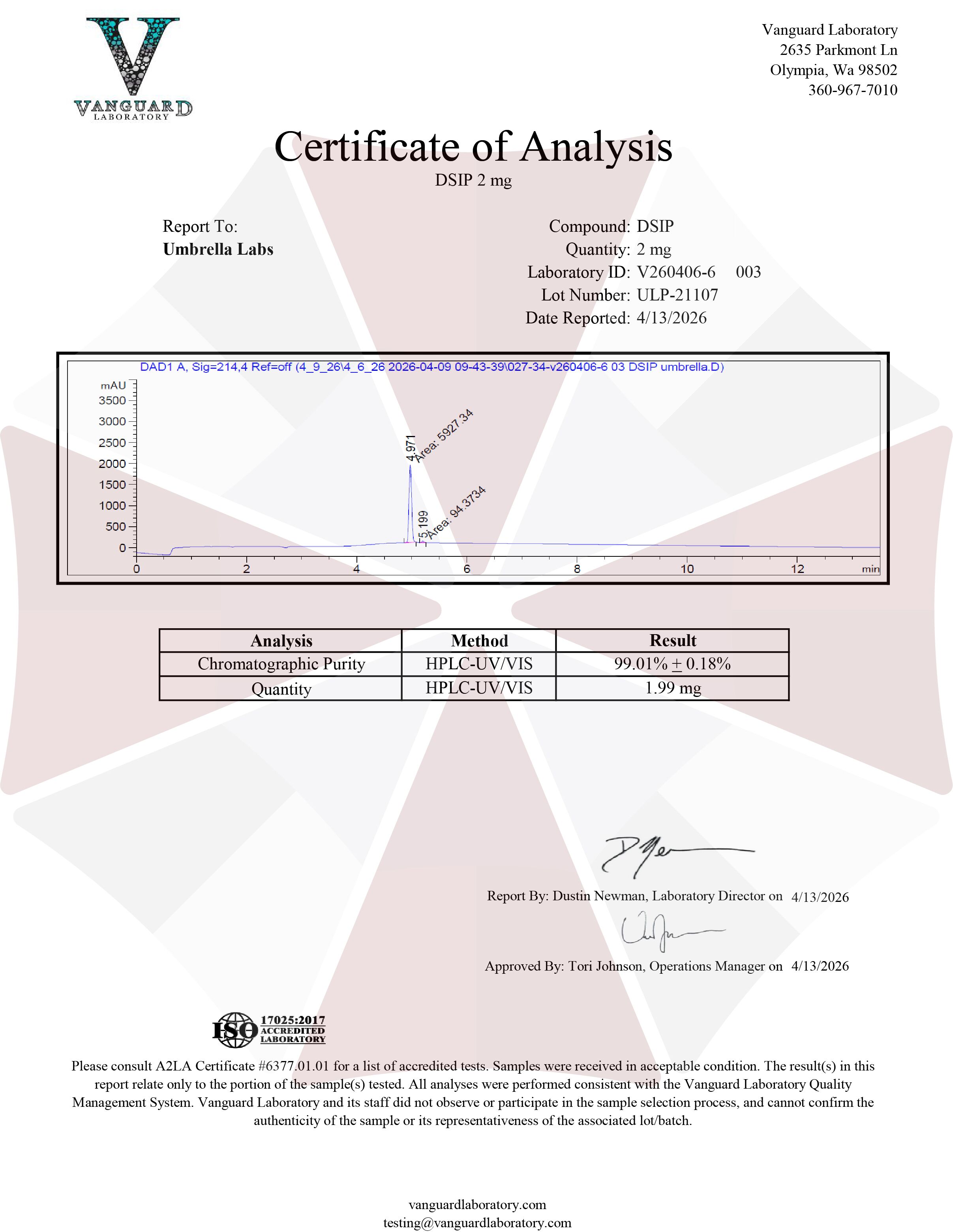 DSIP PEPTIDE 2MG/5MG VIAL – UMBRELLA Labs