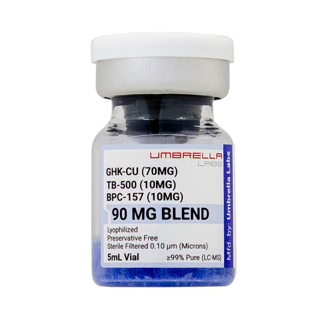 GLOW GHK-CU/TB-500/BPC-157 BLEND PEPTIDE (70MG/10MG/10MG) 90MG VIAL – UMBRELLA Labs